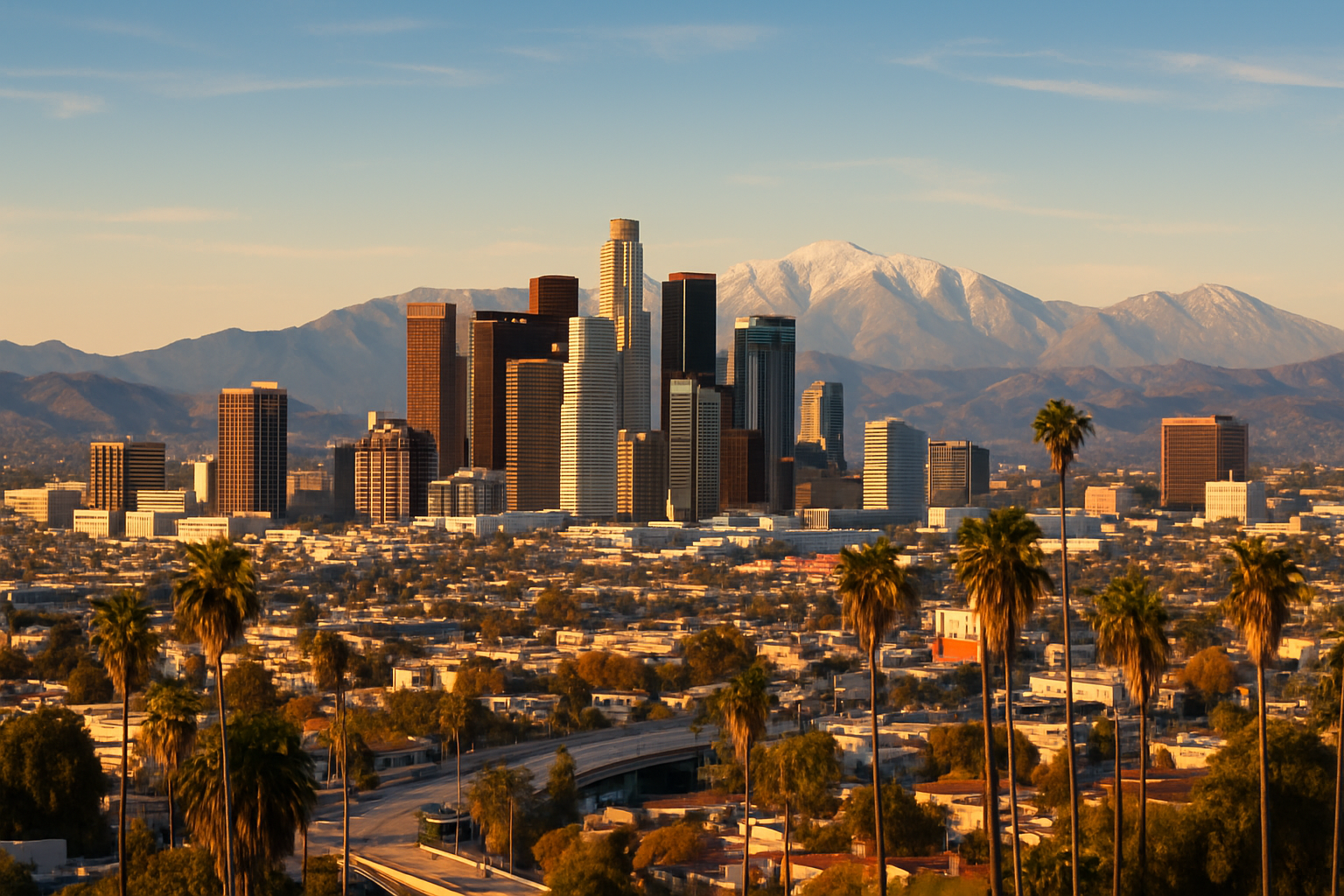 Los Angeles city mountain view